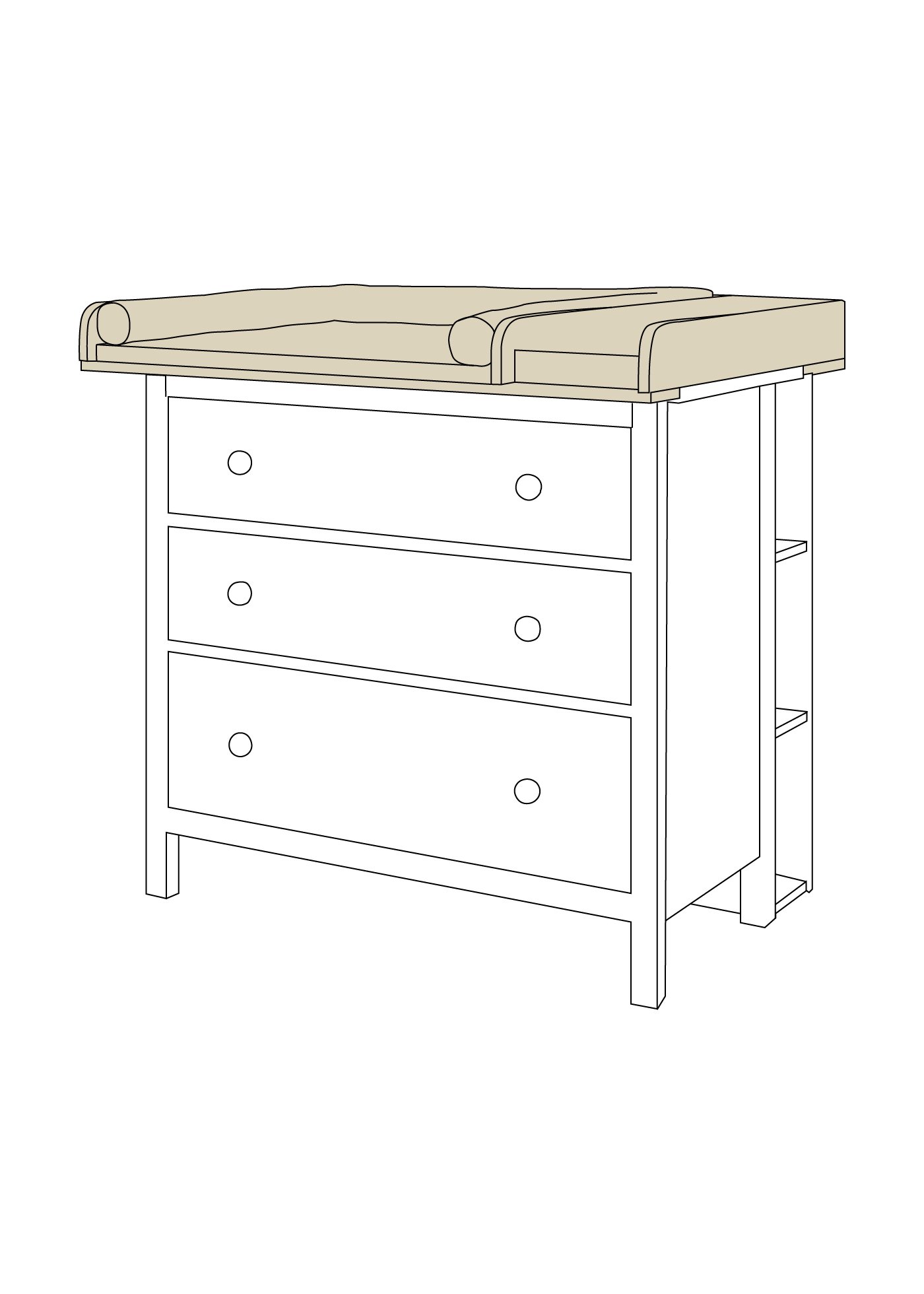 Set pour IKEA HEMNES comme table à langer en beige (3 produits)